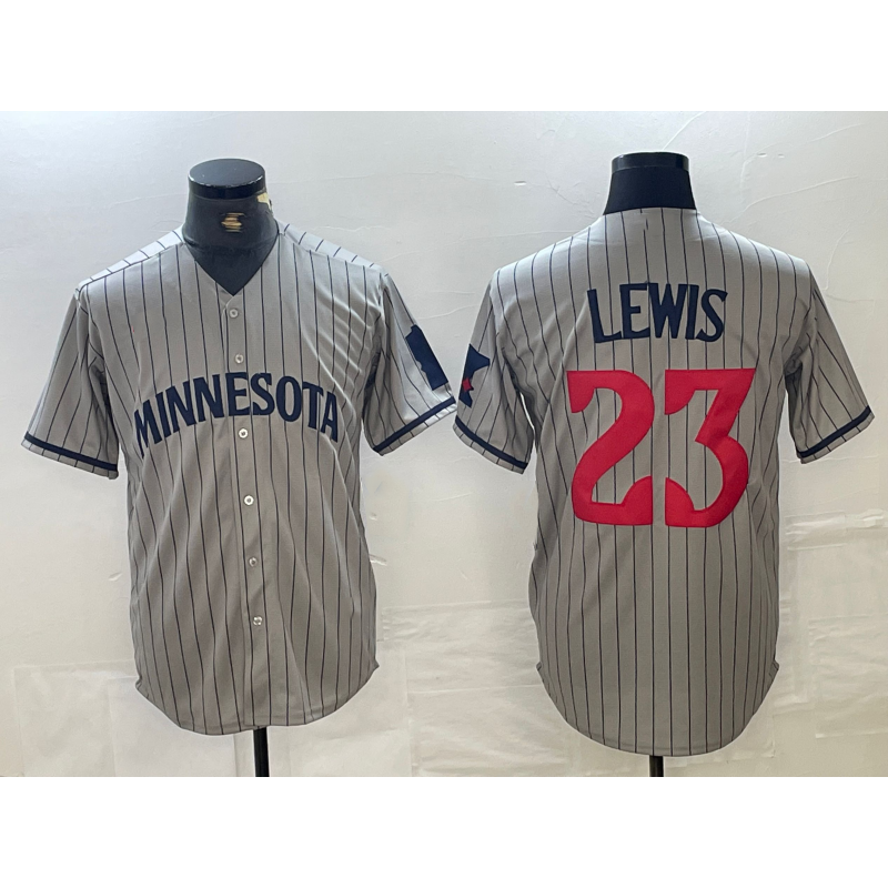 Boles  Minnesota Twins #23 Royce Lewis 2023 Grey  Home Team Cool Base Stitched Jersey