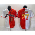 Boles Houston Astros #27 Jose Altuve Number White Orange  Split Stitched Jersey