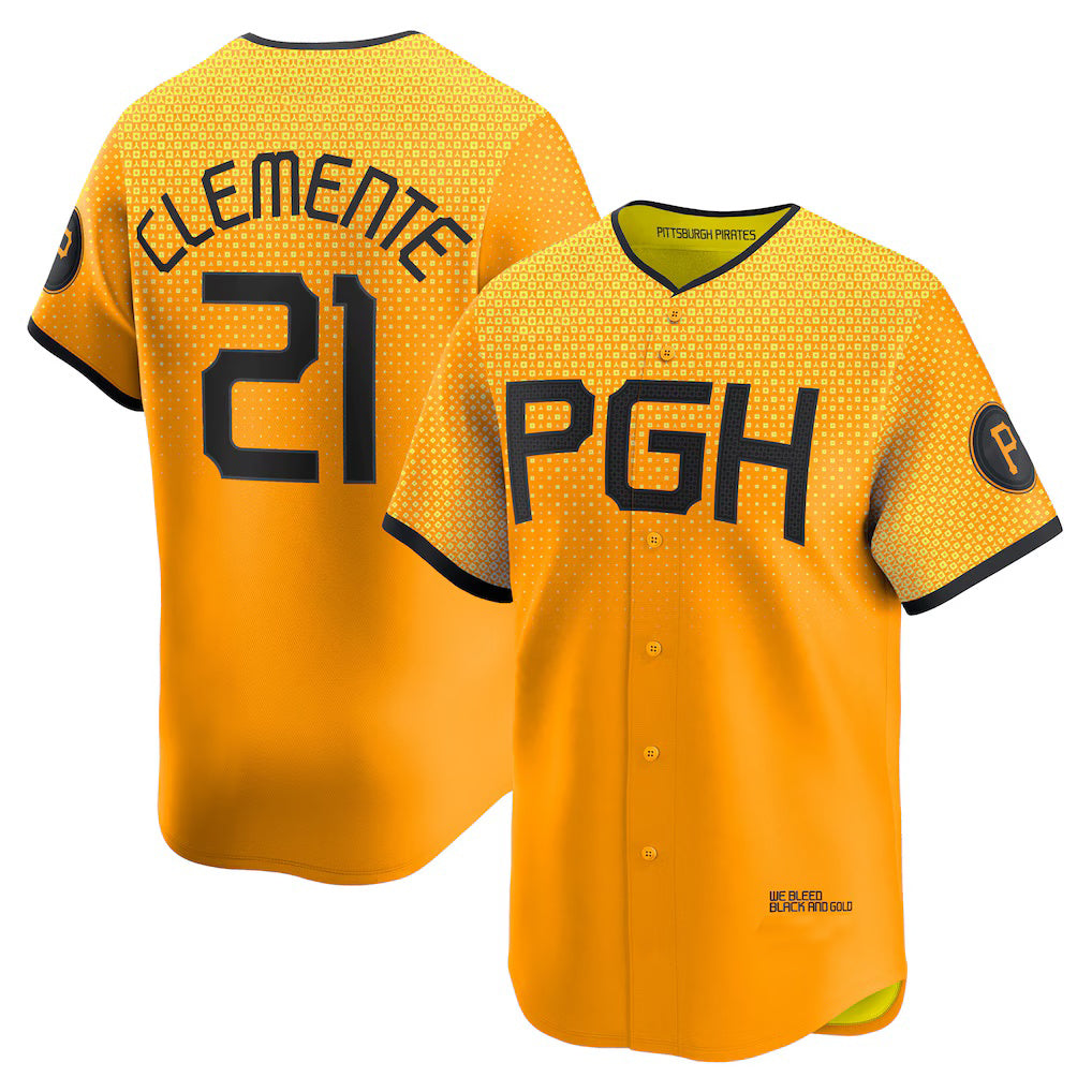Boles  Pittsburgh Pirates #21 Roberto Clemente Gold  City Connect Limited Player Jersey