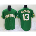 Boles  San Diego Padres #13 Manny Machado Green  Cool Base Stitched Jersey 2