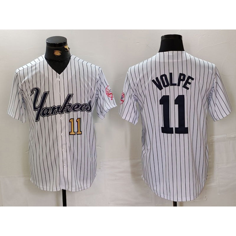 Boles  New York Yankees #11 Anthony Volpe White  Pinstripe Fashion Cool Base Jerseys