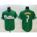 Boles  Philadelphia Phillies #7 Trea Turner Kelly Green  Cool Base Jersey