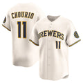 Boles    Milwaukee Brewers #11 Jackson Chourio Cream  Home Limited Jersey