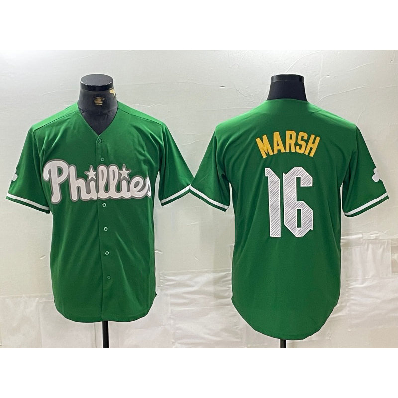 Boles  Philadelphia Phillies #16 Brandon Marsh Green  2024 City Connect Stitched Jersey