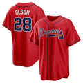 Boles Atlanta Braves #28 Matt Olson Red  Alternate 2 Replica Jersey