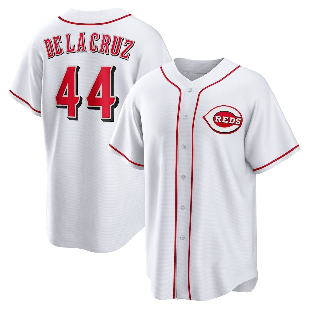 Boles Cincinnati Reds #44 Elly De La Cruz White  Home Replica Jersey