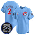 Boles  Chicago Cubs #2 Nico Hoerner Blue  'Ryne Sandberg Tribute' Vapor Limited V2 Stitched Jersey