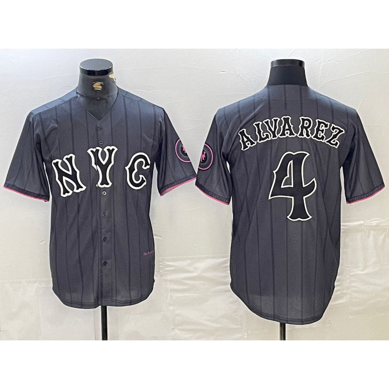 Boles  New York Mets #4 Francisco Alvarez Gray  2024 City Connect Cool Base Stitched Jersey