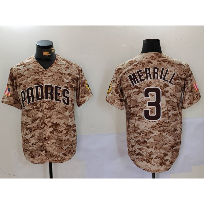 Boles  San Diego Padres #3 Jackson Merrill Camo  Cool Base Stitched Jersey