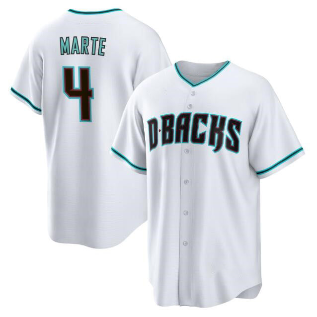 Boles  Arizona Diamondbacks #4 Ketel Marte White  Cool Base Stitched Jersey