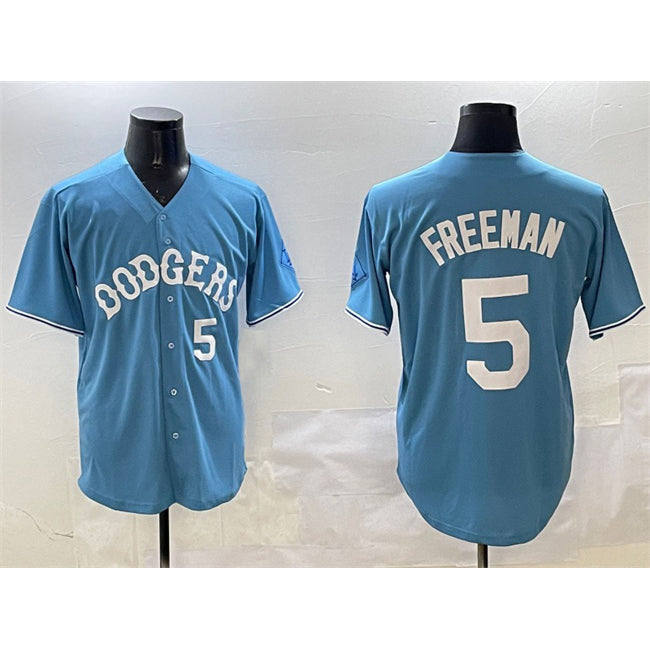 Boles Los Angeles Dodgers #5 Freddie Freeman Light Blue  Limited Stitched Jersey