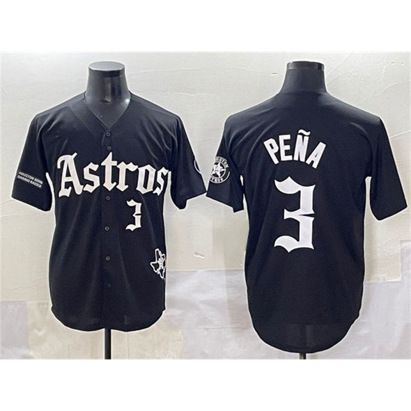 Boles Houston Astros #3 Jeremy Pena Black  Gothic 'Houston Born Barrio Raised' Limited Stitched Jersey