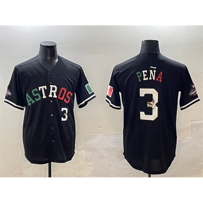 Boles Houston Astros #3 Jeremy Pena Black  Mexico With World Serise Champions Patch Cool Base Stitched Jersey