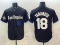 Boles Los Angeles Dodgers #18 Yoshinobu Yamamoto Black  2025 World Series Champions Patch 'Gothic Edition' Vapor Premier Limited Stitched Jersey