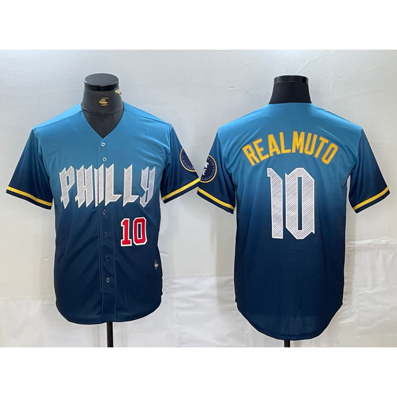 Boles  Philadelphia Phillies #10 JT Realmuto Number Blue  2024 City Connect Limited Stitched Jerseys