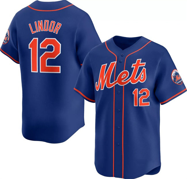 Boles  New York Mets #12 Francisco Lindor Royal  2024 Alternate Limited Stitched Jersey