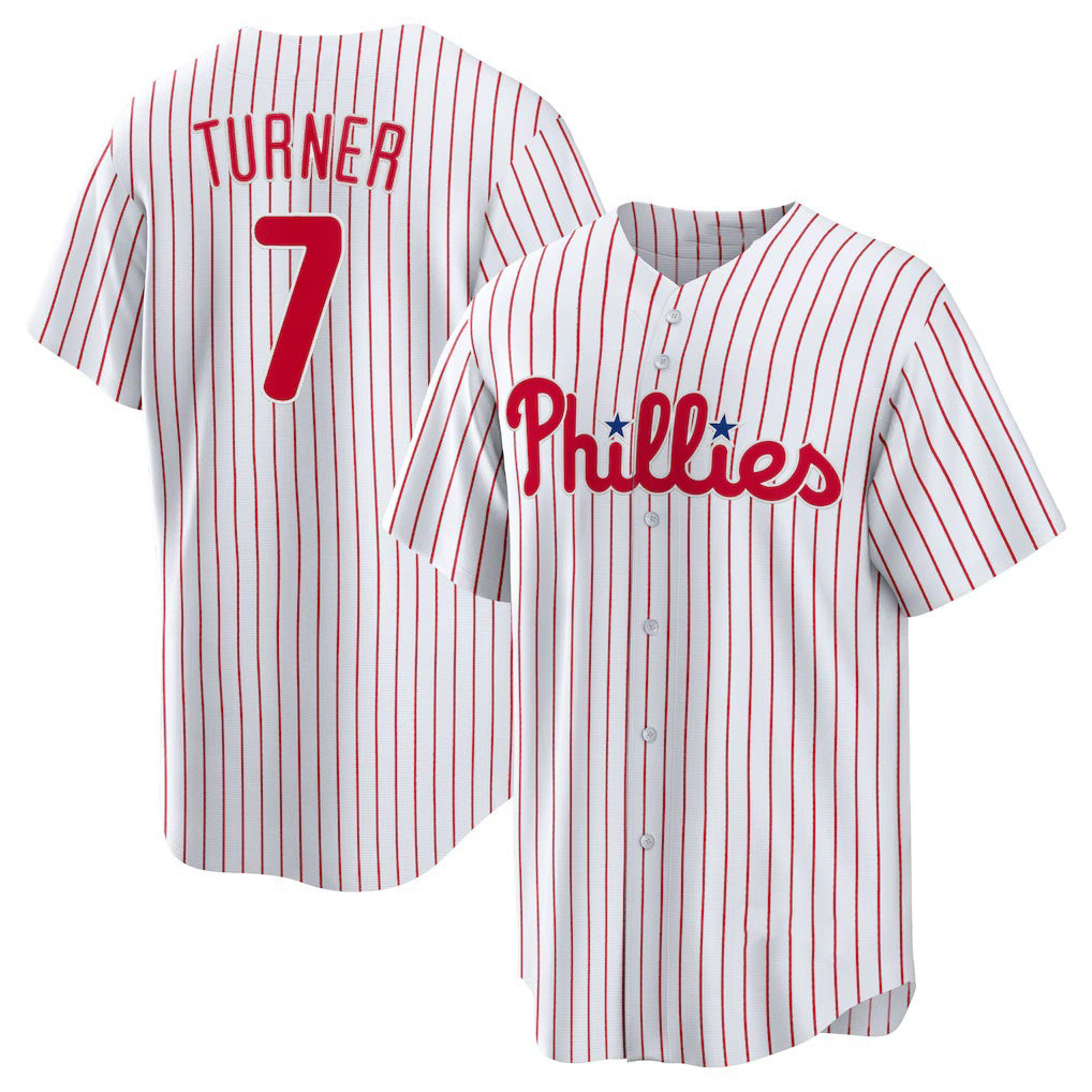 Boles  Philadelphia Phillies #7 Trea Turner White  Home Replica Player Jersey