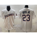 Boles  San Diego Padres #23 Fernando Tatis Jr. White  Throwback With Patch Cool Base Stitched Jersey