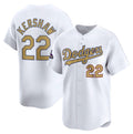 Boles Los Angeles Dodgers #22 Clayton Kershaw White  2025 Gold Collection Limited Stitched Jersey