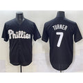 Boles  Philadelphia Phillies #7 Trea Turner Black  Lights Out Limited Stitched Jersey