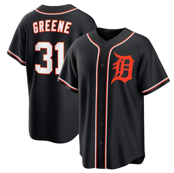 Boles Detroit Tigers #31 Riley Greene Black  Out Stitched Jersey