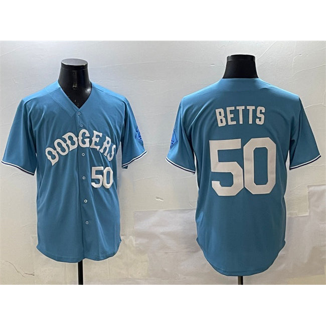 Boles Los Angeles Dodgers #50 Mookie Betts Light Blue  Limited Stitched Jersey