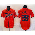 Boles Detroit Tigers #28 Javier B¨¢ez Orange  With Patch Cool Base Stitched Jersey