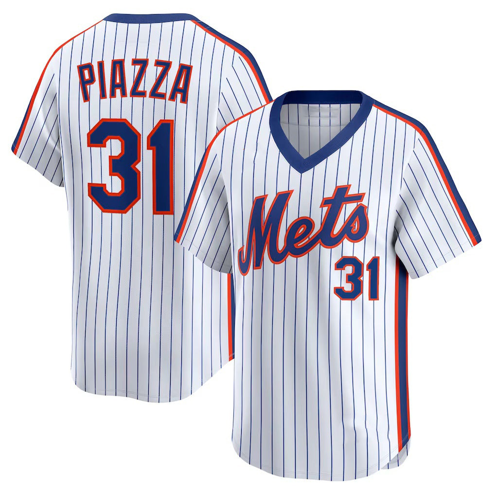 Boles  New York Mets #31 Mike Piazza White  Throwback Cooperstown Collection Limited Jersey