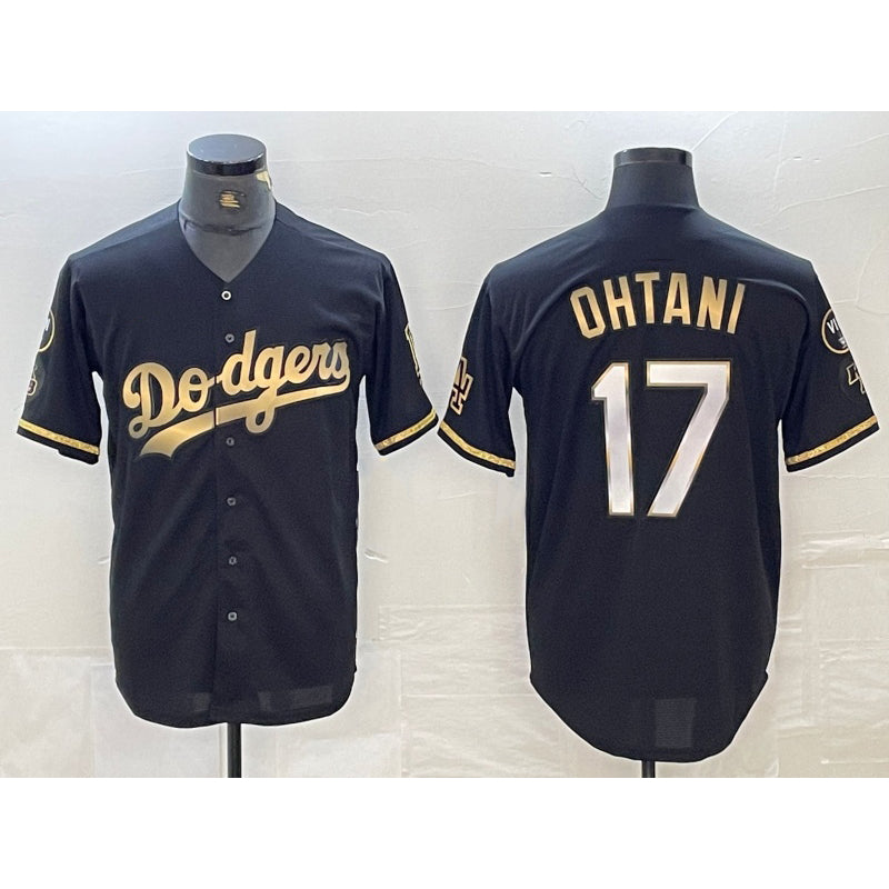 Boles Los Angeles Dodgers #17 Shohei Ohtani Black Gold  Stitched Cool Base Jerseys
