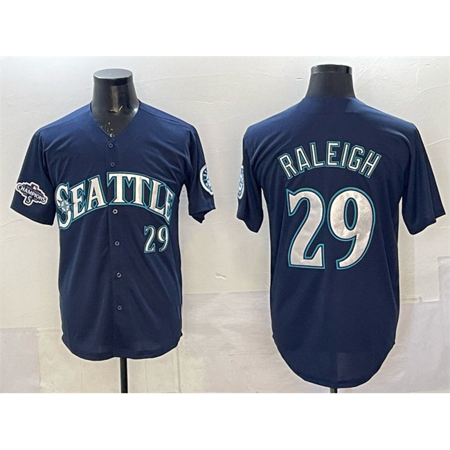 Boles Seattle Mariners #29 Cal Raleigh Navy  With 2025 AL West Division Champions Patch Limited Stitched jersey