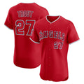 Boles Los Angeles Angels #27 Mike Trout Red  Alternate Elite Jersey