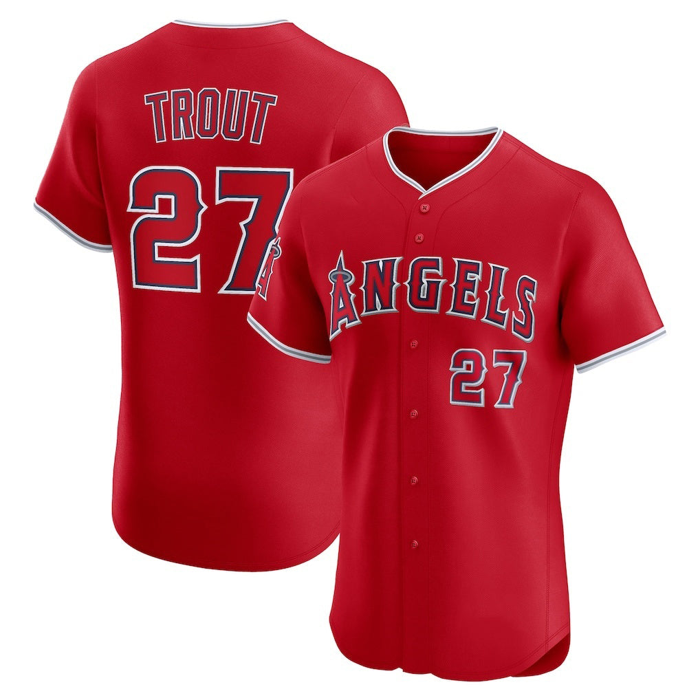 Boles Los Angeles Angels #27 Mike Trout Red  Alternate Elite Jersey