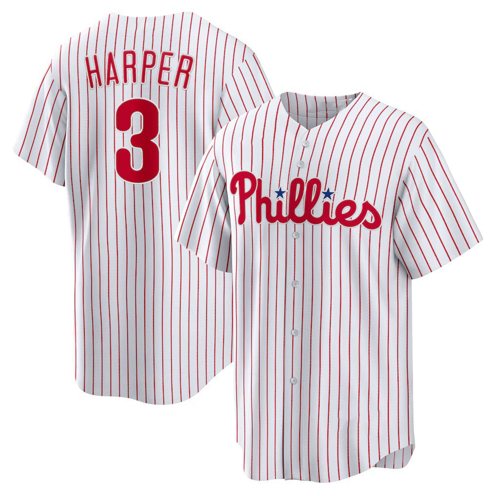 Boles  Philadelphia Phillies #3 Bryce Harper White  Home Replica Player Name Jersey