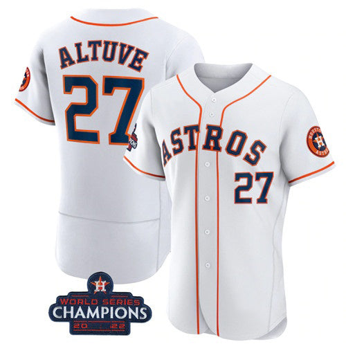 Boles Houston Astros #27 Jose Altuve White  2022 World Series Champions Flex Base Stitched Jersey
