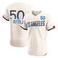 Boles Los Angeles Dodgers #50 Mookie Betts Cream  City Connect Elite Jersey