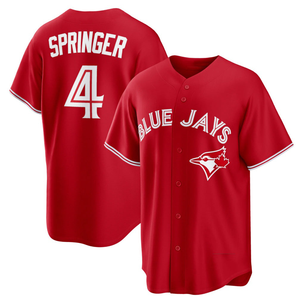 Boles  Toronto Blue Jays #4 George Springer Red  Canada Day Replica Jersey