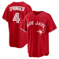 Boles  Toronto Blue Jays #4 George Springer Red  Canada Day Replica Jersey