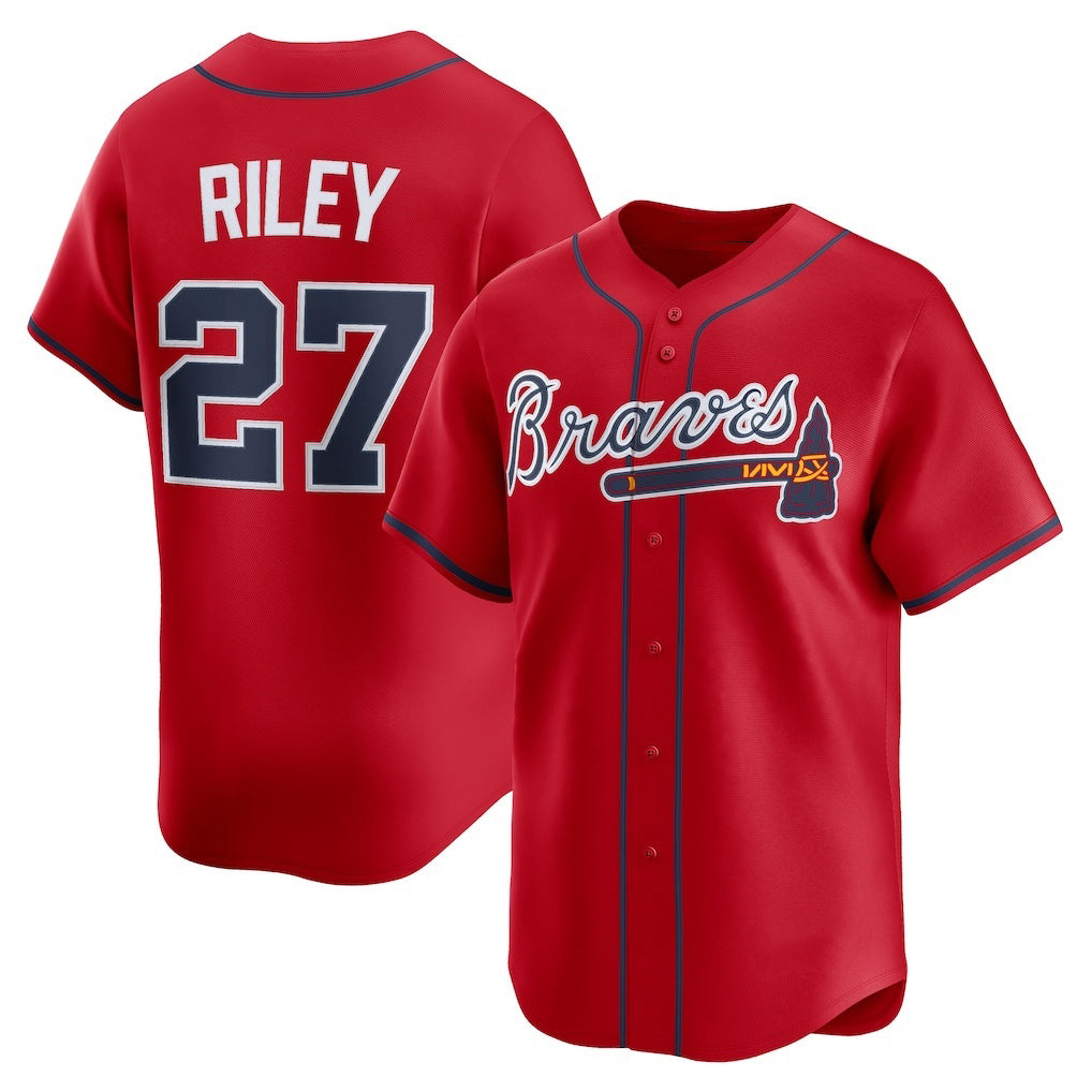 Boles Atlanta Braves #27 Austin Riley Red  Alternate Limited Player Jersey