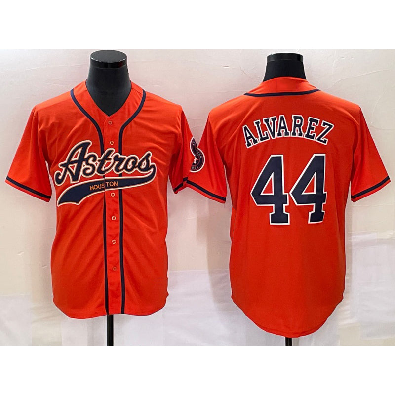 Boles Houston Astros #44 Yordan Alvarez Orange  With Patch Cool Base Stitched Jersey