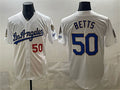 Boles Los Angeles Dodgers #50 Mookie Betts White  2026 Gold Collection 9x & B2B Champs Patch Stitched Jersey