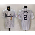 Boles  New York Yankees #2 Derek Jeter White  Pinstripe Fashion Cool Base Jerseys 2