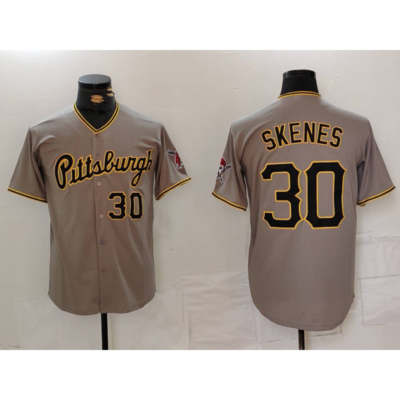 Boles  Pittsburgh Pirates #30 Paul Skenes Number Grey  Stitched Jersey
