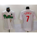 Boles  Philadelphia Phillies #7 Trea Turner White Green  Cool Base Stitched Jerseys