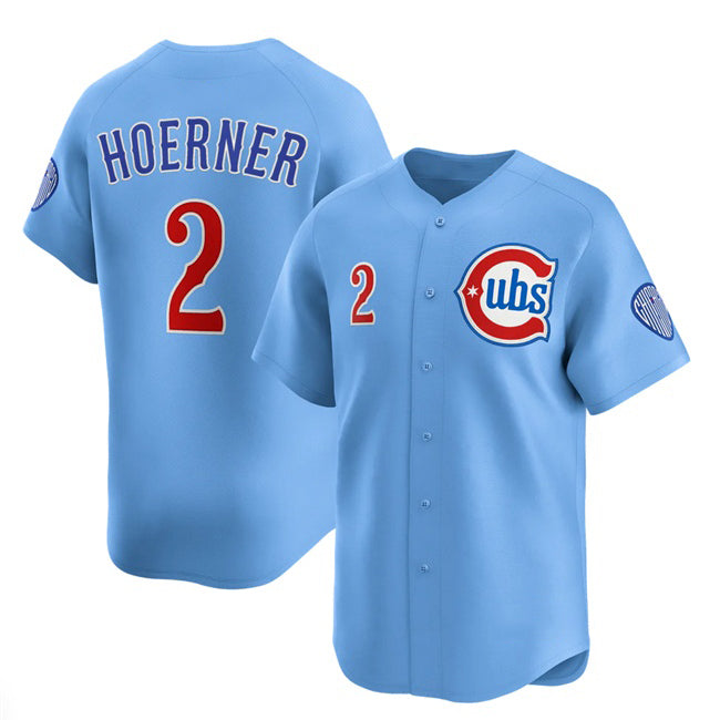 Boles  Chicago Cubs #2 Nico Hoerner Blue  2024-25 2nd Alternate Limited Stitched Jersey