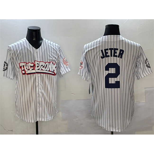Boles  New York Yankees #2 Derek Jeter White  Bronx Graffiti Vapor Limited Stitched Jersey