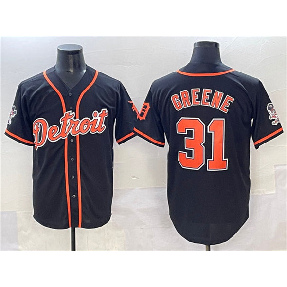 Boles Detroit Tigers #31 Riley Greene Black  With Patch Cool Base Stitched Jersey