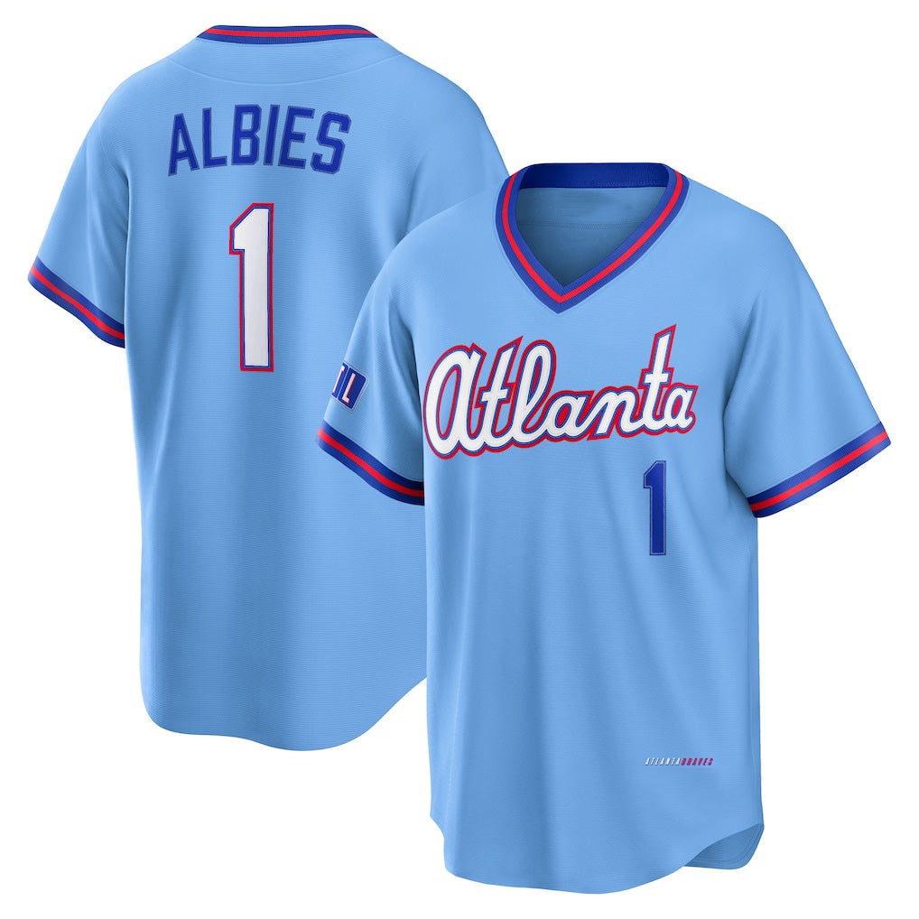 Boles Atlanta Braves #1 Ozzie Albies Powder Blue  2026 City Connect Stadium Jersey