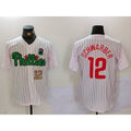 Boles  Philadelphia Phillies #12 Kyle Schwarber White Green  Cool Base Stitched Jerseys