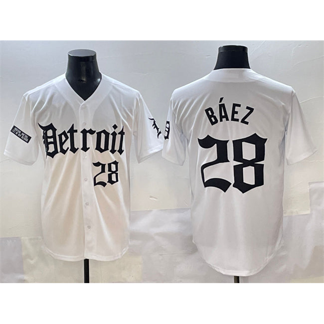 Boles Detroit Tigers #28 Javier B¨¢ez White  'Motor Gothic Edition' Vapor Premier Limited Stitched Jersey