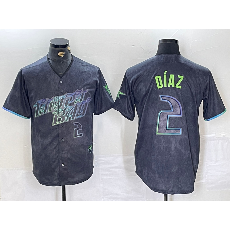 Boles Tampa Bay Rays #2 Yandy Diaz Number Charcoal  2024 City Connect Limited Stitched Jersey 2